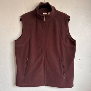 Falls Creek Women’s Chocolate Brown Zip‎ Up Fleece Vest Large Cabincore EUC